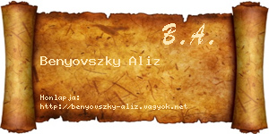Benyovszky Aliz névjegykártya